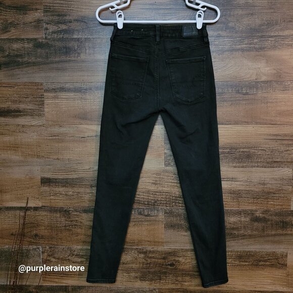 American Eagle Jeans 2 S Jegging Hi Rise Next Level Stretch Black Wash Denim - Picture 2 of 12